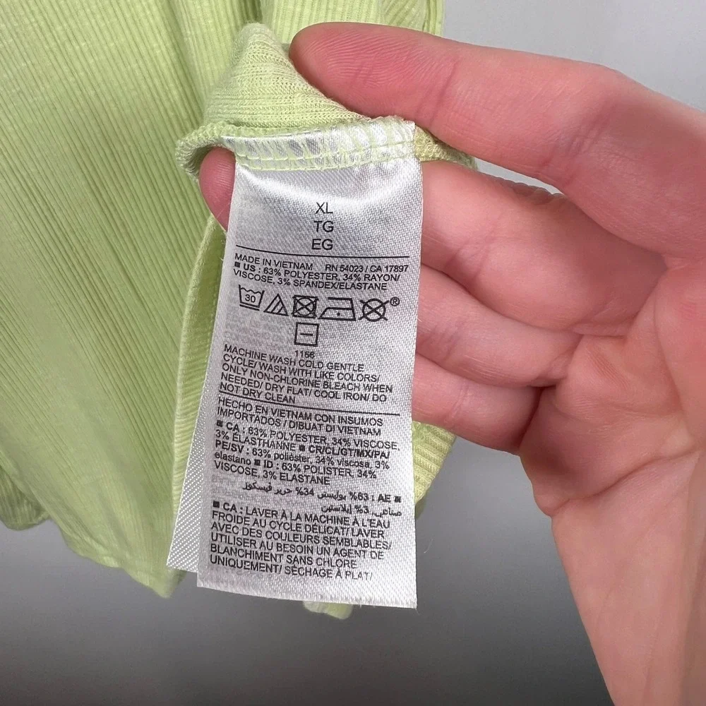 Old Navy Luxe Tank Top Womens XL Lime Green‎ Ribbed Sleeveless Crew Neck Relaxed - Picture 5 of 7
